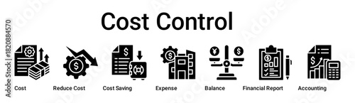 Cost Control banner web icon vector illustration concept for business with icon of Cost, Reduce Cost, Cost Saving, Expense, Balance, Financial Report.