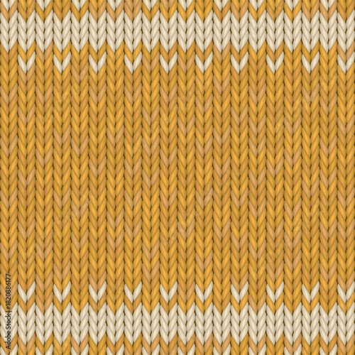 Abstract wool knitted texture mustard color with white stripes seamless pattern