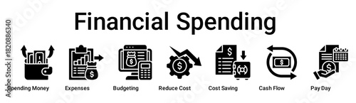 Financial Spending banner web icon vector illustration concept for business with icon of Spending Money, Expenses, Budgeting, Reduce Cost, Cost Saving, Cash Flow, Pay.