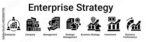 Enterprise Strategy banner web icon vector illustration concept for business with icon of Enterprise, Company, Management, Strategic Management, Business Strategy, Investment, Business.