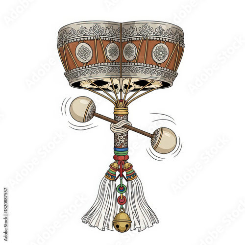 Decorative traditional musical instrument with colorful embellishments  