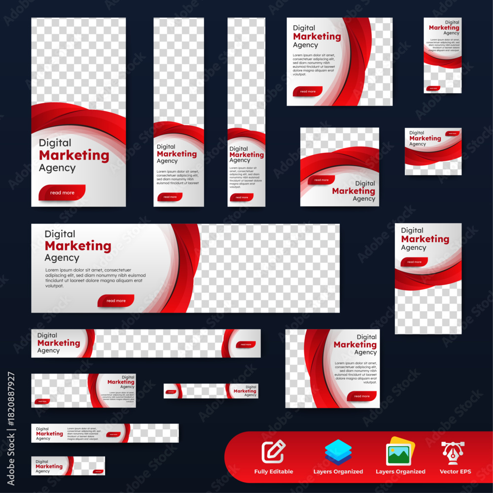 Fototapeta premium Corporate Business web banner template. vector Web set banner template, vertical, horizontal, square with multisizes. suitable for website ads, cover page, social media post, flyer and more