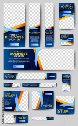 Web Banners Ads design template. Editable abstract banner design web template set. vector	