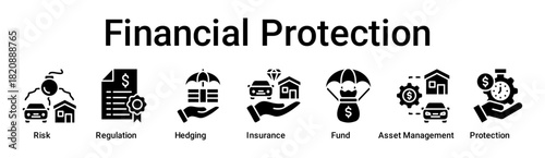 Financial Protection banner web icon vector illustration concept for business with icon of Risk, Regulation, Hedging, Insurance, Fund, Asset Management.
