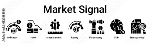 Market Signal banner web icon vector illustration concept for business with icon of Indicator, Index, Measurement, Rating, Forecasting, GDP.