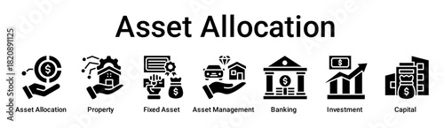 Asset Allocation banner web icon vector illustration concept for business with icon of Asset allocation, Property, Fixed Asset, Asset Management, Banking, Investment.