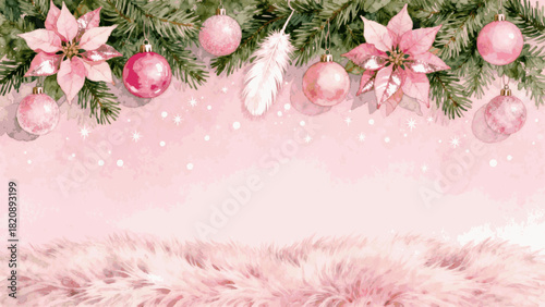 Gentle Blends Pink Christmas Background isolated watercolor vector illustration svg