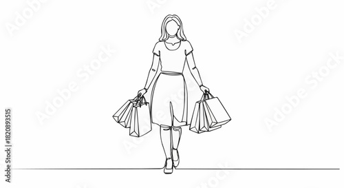 Woman walking with shopping bags after retail therapy session.
