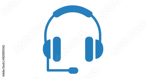 Title:
Blue vector icon of headset with microphone symbolizing customer service, technical support, and communication assistance
