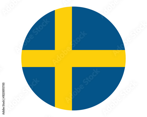 sweden flag circle vector icon with blue background and yellow nordic cross, round swedish national symbol illustration for web and print use