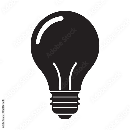 Minimal light bulb with filament silhouette vector illustration with white background for creative idea concept