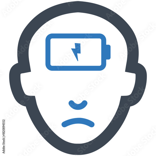 Exhausted Thoughts: An illustrative representation conveys the feeling of mental fatigue, highlighting the concept of depleted energy with an indicator.