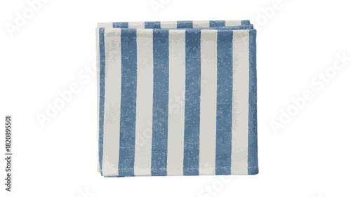 Blue and White Striped Cloth Napkin - Simple, Folded Design for Everyday Use and Dining Table Presentation