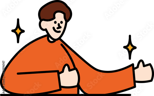 Cheerful person gives thumbs up, positive vibes Successfull strategy brainstorm