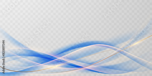 Blue abstract wave background with luxury golden elements vector illustration