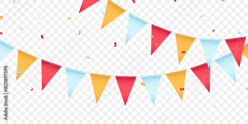 Colorful party flags background vector illustration for celebration.