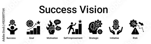 Success Vision banner web icon vector illustration concept for education with icon of Success, Goal, Motivation, Self Improvement, Strategic, Initiative.
