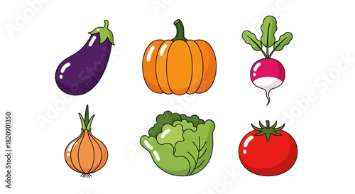 Colorful assortment of fresh vegetables isolated on white background