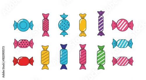 Colorful candies vector illustration set for design and decoration