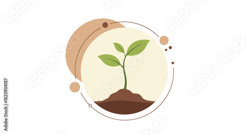 Simple and clean icon of a green plant sprout growing from the earth symbolizing new life growth and environmental concepts.