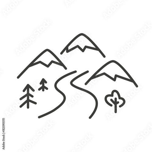 Off road icon, mountain road simple illustration