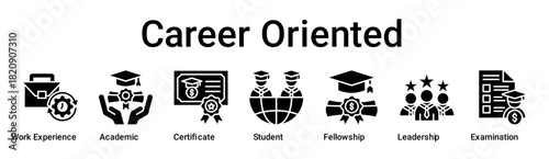 Career Oriented banner web icon vector illustration concept for education with icon of Work Experience, Academic, Certificate, Student, Fellowship, Leadership.