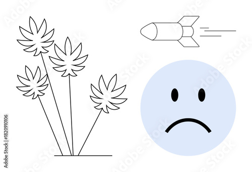 Conflict concept. Conflict with contrasting symbols of nature, emotion, and weaponry. Conflict reflects of environmental impact and emotional strain. Useful for awareness, education, climate change