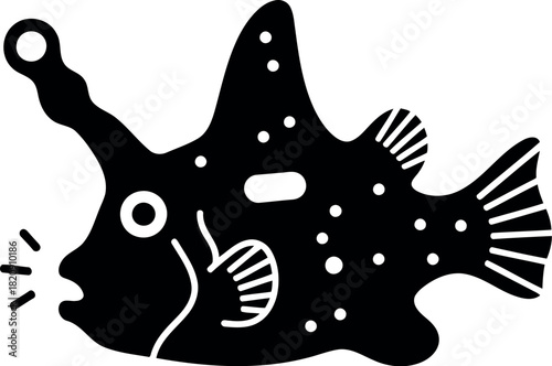 Whimsical anglerfish silhouette deep sea creature