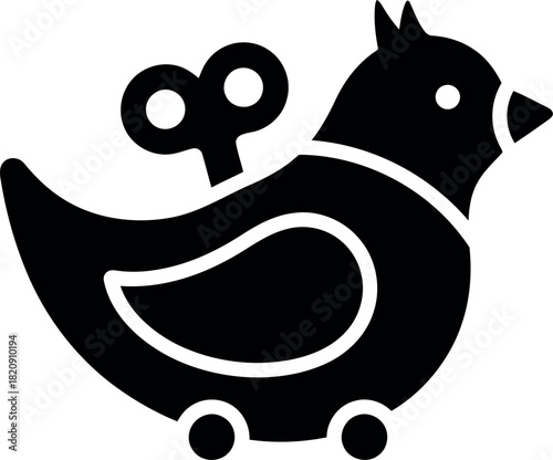 Wind up toy chicken silhouette
