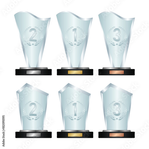 Crystal Glass Trophy Award Vector Illustration