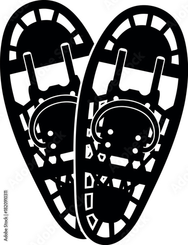 Vintage snowshoes winter outdoor activity icon