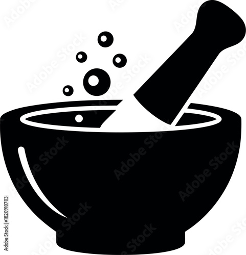 Mortar pestle herbal medicine alchemy lab icon