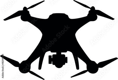 Drone silhouette quadcopter aerial technology