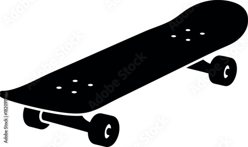 Black skateboard silhouette vector graphic