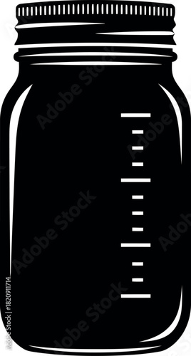 Black silhouette mason jar icon