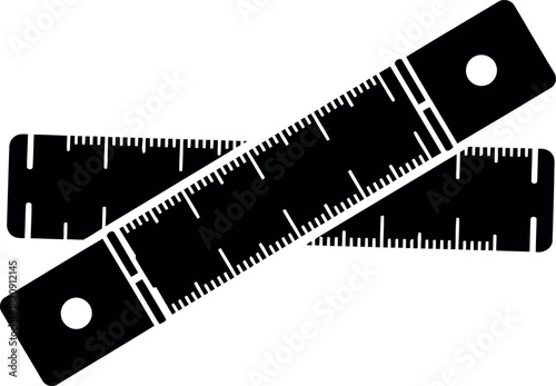 Vintage ruler icon measuring tool silhouette