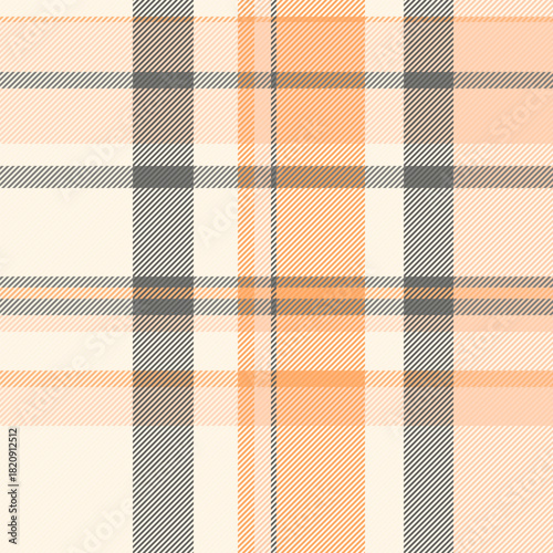 Cutout tartan texture plaid, periodic background textile pattern. Rag fabric vector seamless check in sea shell and orange colors.