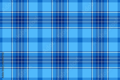 Iconic check plaid tartan, striped fabric vector seamless. Drawing pattern background texture textile in blue and cyan colors.