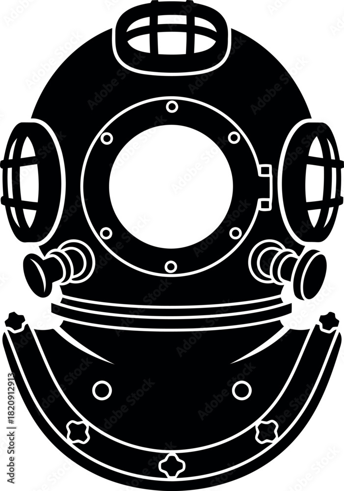 Fototapeta premium Vintage diving helmet silhouette