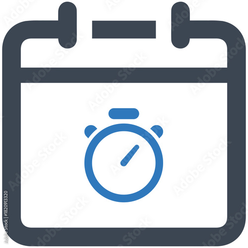 Time and Date: A modern minimalist icon depicting a calendar integrated with a stopwatch, symbolizing the essence of time management and scheduling.