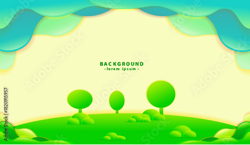 Background with trees and green hills suitable for naturethemed designs, travel brochures, environmental campaigns, and outdoor advertisements.