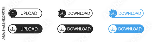Download and Upload Arrow Icon Set — Web, App, and Interface Symbols with Vector, Graphic, and Modern Buttons on Transparent Background