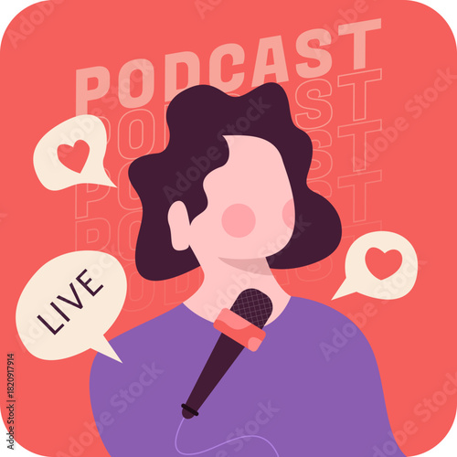 Female Podcaster Streaming Live in Studio