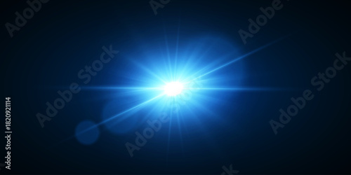 Blue lens flare shining with powerful radiant energy effect.