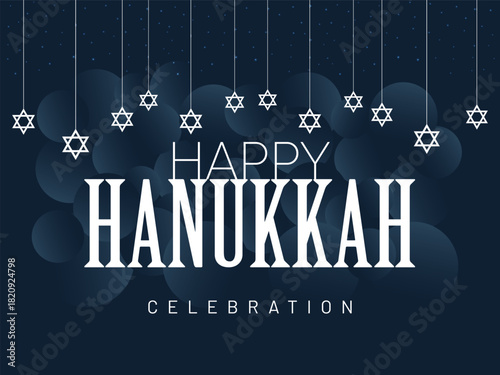 Happy Hanukkah holiday celebration, Traditional israel festival decoration background design vector illustration.