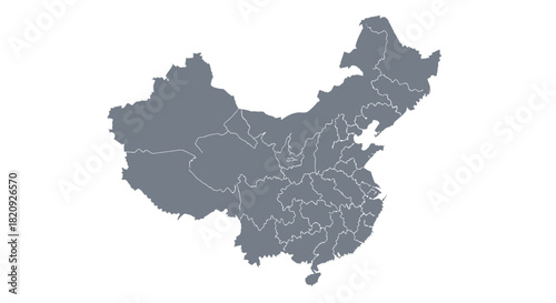 Simplified vector graphic of China's national border and internal provincial outlines, perfect for geography, education, or global business presentations and infographics