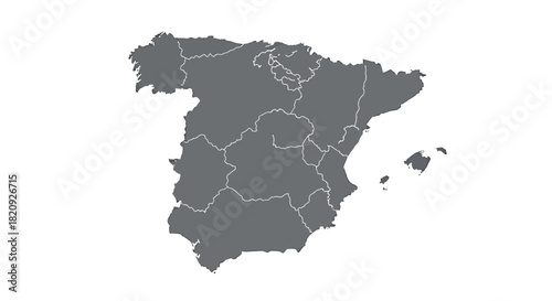 Spain Map A Detailed Outline of the Iberian Peninsula for Cartography and Design Projects
