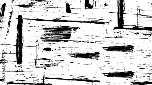 Abstract black and white grunge texture background with rough brush stroke pattern and distressed effect vector