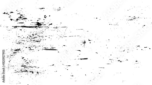 Abstract black grunge texture overlay with distressed horizontal lines and scattered speckle noise vector