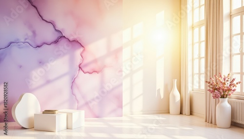 Modern Interior Design with Abstract Art and Natural Light